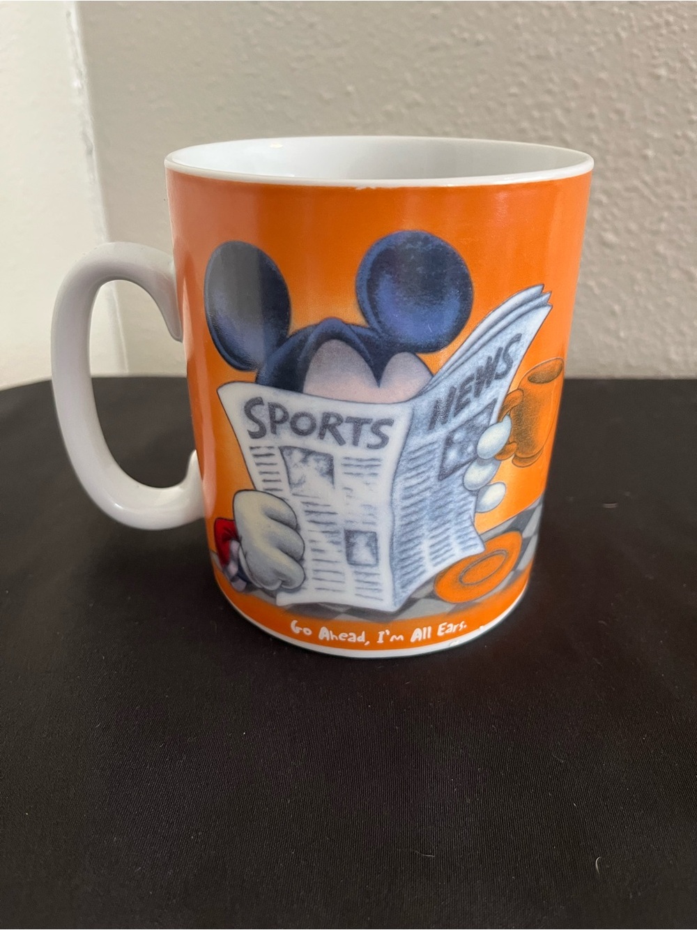 Vintage Disney Mickey Mouse Go Ahead I’m All Ears 24oz Ceramic Coffee Mug